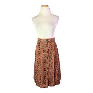 Act III 27" Waist Dacron Polyester Skirt Pleated Button-Front Burnt Orange Black